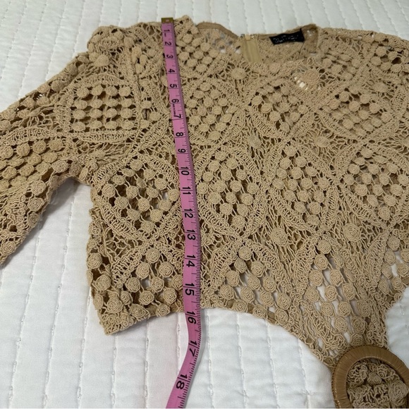 NWT Anthropologie BLITHE Crochet Cottogecore With Dramatic Trumpet Sleeve - Picture 4 of 16